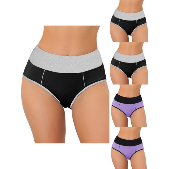 NOMADIC NOOK Women's High Waist Tummy Control Color-Block Brief 5 Packs