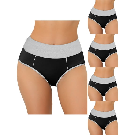 NOMADIC NOOK Women's High Waist Tummy Control Color-Block Brief 5 Packs