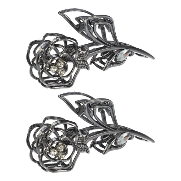 NOMADIC NOOK Women's Metal Hair Claws 4.45"x2.32"x1.18" 2 Pcs Titanium Tone