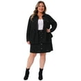 thumbnail image 1 of Agnes Orinda Women's Plus Size 2 Piece Corduroy Button Down Peplum Shirts and Elastic Waist A Line Mini Skirt Set with Pockets 1X Black, 1 of 7