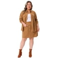 thumbnail image 1 of Agnes Orinda Women's Plus Size 2 Piece Corduroy Button Down Peplum Shirts and Elastic Waist A Line Mini Skirt Set with Pockets 1X Brown, 1 of 6