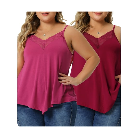 NOMADIC NOOK Women's Plus Size Cami Tank V-Neck Lace Camisole Packs Spaghetti Strap Tops