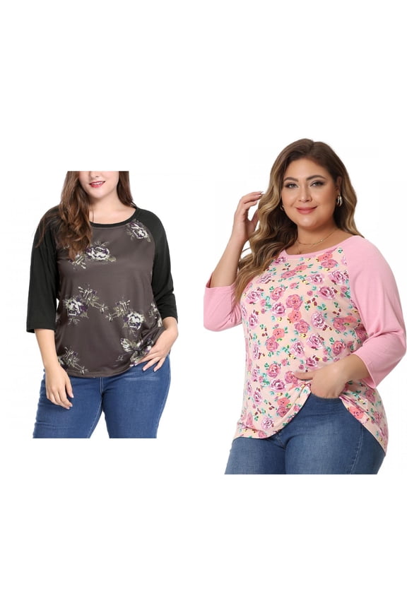 Women's Plus Size Crochet Panel Tops Long Sleeve Hollow Ruched Front Blouses