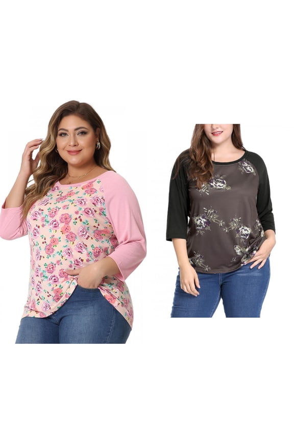 Women's Plus Size Crochet Panel Tops Long Sleeve Hollow Ruched Front Blouses