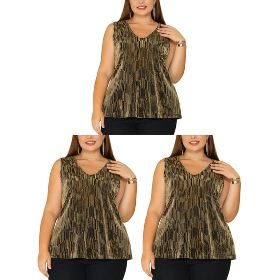 NOMADIC NOOK Women's Plus Size Halloween Packs Sleeveless Glitter Sequin Party Tank Top
