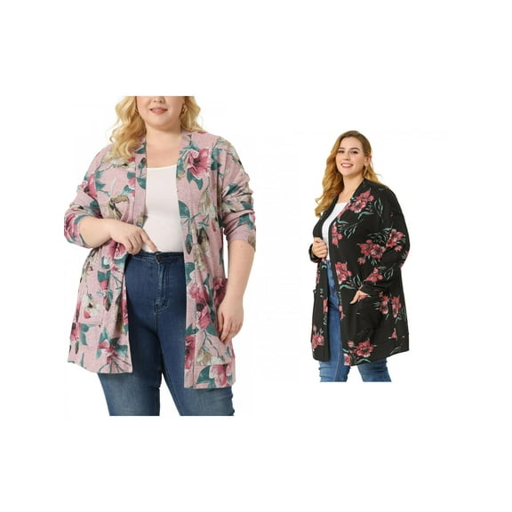 NOMADIC NOOK Women's Plus Size Kimono Flower Knit Lightweight Open Front Sweaters Fall Cardigans