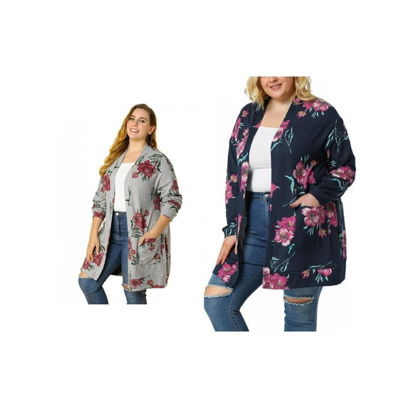 NOMADIC NOOK Women's Plus Size Kimono Flower Knit Lightweight Open Front Sweaters Fall Cardigans