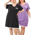 thumbnail image 1 of NOMADIC NOOK Women's Plus Size Nightgown Polka Dots Midi V Neck Comfy Packs Sleepshirt, 1 of 6