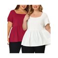 thumbnail image 1 of NOMADIC NOOK Women's Plus Size Peplum Square Neck Rib Solid Babydoll Packs Blouse, 1 of 6