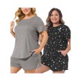 thumbnail image 1 of NOMADIC NOOK Women's Plus Size Polka Dots Short Sleeve Nightwear 2 Packs Pajamas Sets Black/Gray 2X, 1 of 6