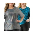 thumbnail image 1 of NOMADIC NOOK Women's Plus Size Shirts Metallic Holographic Concert Carnival Party Packs Blouses, 1 of 5