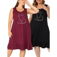 thumbnail image 1 of NOMADIC NOOK Women's Plus Size Sleepdress Sleeveless Comfy Lovely Cat 2 Packs Nightdress, 1 of 6