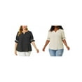 thumbnail image 1 of NOMADIC NOOK Women's Plus Size Summer Pin Dots Ruffle Short Sleeve V Neck Blouses, 1 of 7