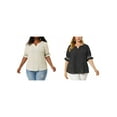 thumbnail image 1 of NOMADIC NOOK Women's Plus Size Summer Pin Dots Ruffle Short Sleeve V Neck Blouses, 1 of 7