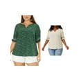 thumbnail image 1 of NOMADIC NOOK Women's Plus Size Summer Pin Dots Ruffle Short Sleeve V Neck Blouses, 1 of 7