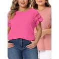 thumbnail image 1 of NOMADIC NOOK Women's Plus Size Tops Short Sleeve Lace Panel Elegant Work Packs Blouses, 1 of 5