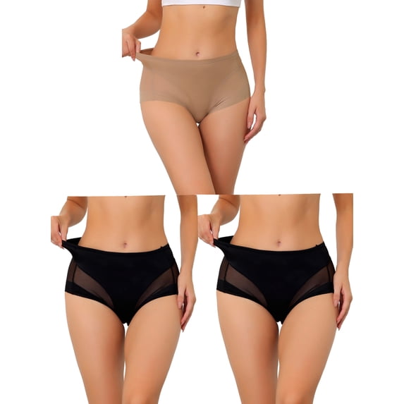 NOMADIC NOOK Women's Plus Size Underwear Mesh Comfy High Waist Solid Multipacks Briefs