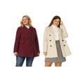 thumbnail image 1 of NOMADIC NOOK Women's Plus Size Winter Notched Lapel Double Breasted Overcoat 2 PCS, 1 of 7