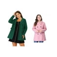 thumbnail image 1 of NOMADIC NOOK Women's Plus Size Winter Notched Lapel Double Breasted Overcoat 2 PCS, 1 of 6