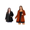thumbnail image 1 of NOMADIC NOOK Women's Plus Size Winter Notched Lapel Double Breasted Overcoat 2 PCS, 1 of 6