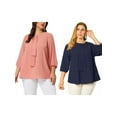 thumbnail image 1 of NOMADIC NOOK Women's Plus Size Work Formal 3/4 Sleeve Solid Chiffon Blouse 3X Navy Blue, 1 of 8