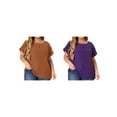 thumbnail image 1 of NOMADIC NOOK Women's Plus Size Work Pleated Short Sleeve Round Neck Tulip Sleeves Blouses, 1 of 5