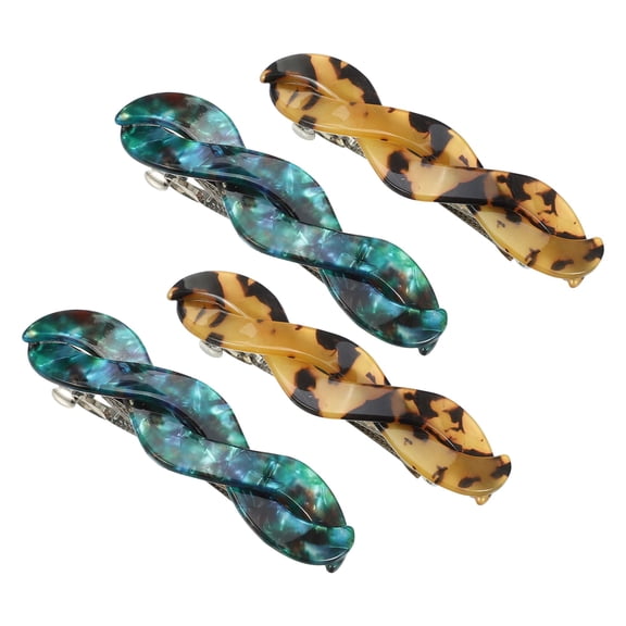 NOMADIC NOOK Women's Tortoise Shell French Hair Barrettes 4 Pcs Brown Blue