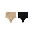 thumbnail image 1 of NOMADIC NOOK Women's Tummy Control Thong Panties Shapewear Slimmer High Waist Briefs 2 Packs, 1 of 5