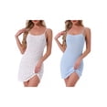 thumbnail image 1 of NOMADIC NOOK Womens 2 Pack Spaghetti-Strap Sleeveless Nightgown Ruffled Hem Sleep Dress Pointelle Lingerie Mini Sleep Shirt Large Floral/Light Blue, 1 of 6