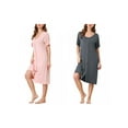 thumbnail image 1 of NOMADIC NOOK Womens 2 Packs Short Sleeve Nightshirt Button Up Midi Nightgown, 1 of 5