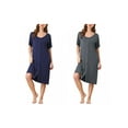thumbnail image 1 of NOMADIC NOOK Womens 2 Packs Short Sleeve Nightshirt Button Up Midi Nightgown, 1 of 5