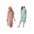 thumbnail image 1 of NOMADIC NOOK Womens 2 Packs Short Sleeve Nightshirt Button Up Midi Nightgown, 1 of 5