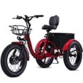 thumbnail image 1 of NOMIGO 7-Speed 3-Wheel Electric Tricycle, 48V 15Ah Battery, 20" Tires, Rear Basket, Red, 1 of 11