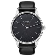 NOMOS Glashutte Orion Neomatik 39 Automatic Stainless Steel Black Dial Black Leather Strap Mens Watch 346