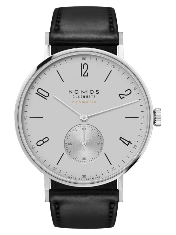 Tangente Neomatik 39 "Platinum Gray" Dial Automatic Stainless Steel Black Leather Strap Mens Watch 144
