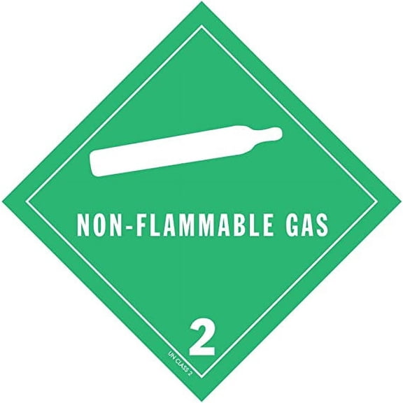 NON-FLAMMABLE GAS, Hazard Class 2 D.O.T. Shipping Labels, 4" x 4", Roll of 500