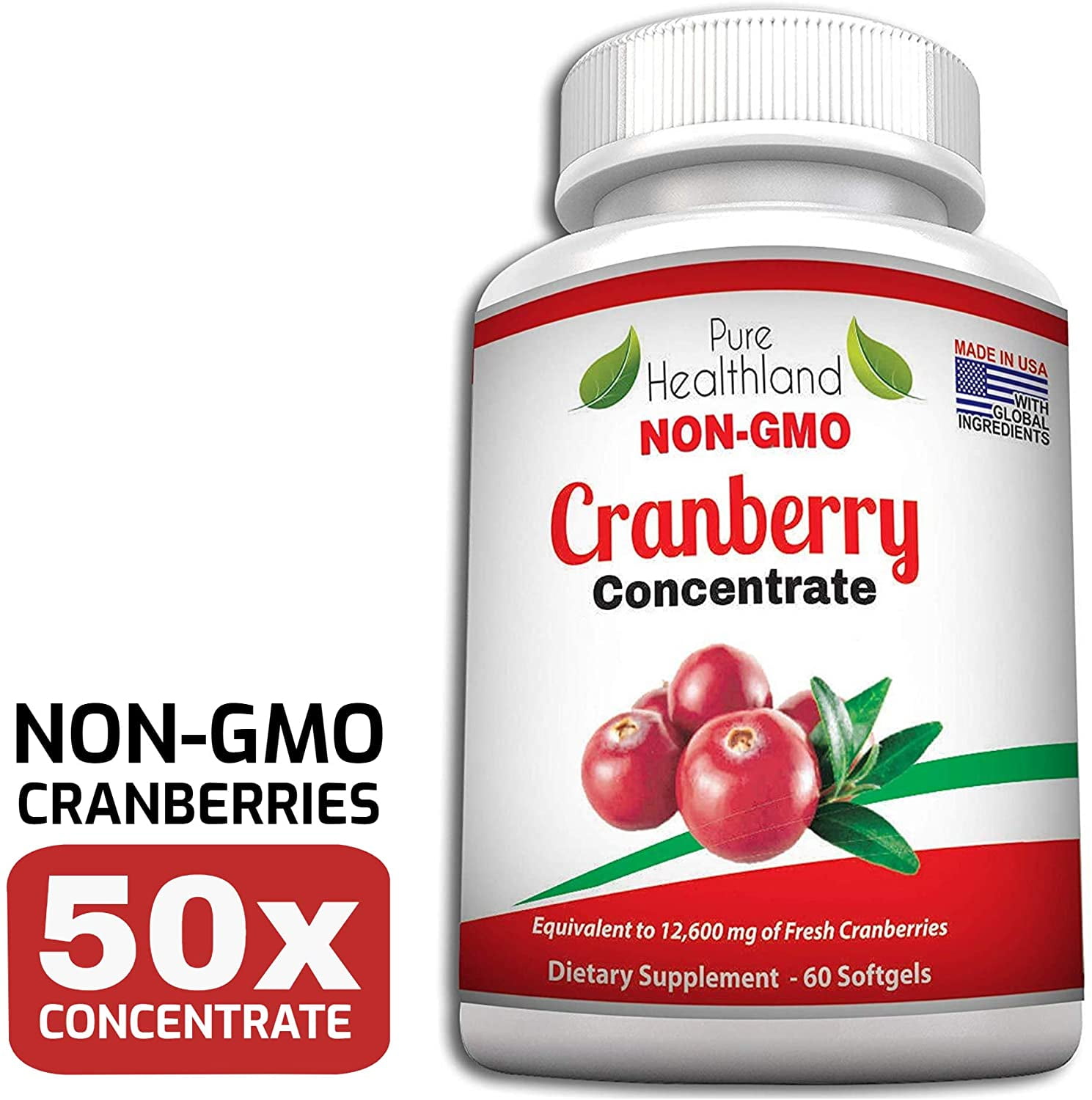 NON GMO Cranberry Concentrate Supplement Pills for Urinary Tract Infection UTI. Equal To 12600
