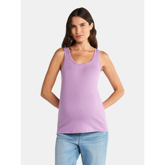 Time and Tru Women's Maternity Non Shirred Tank Top, Sizes S-XXL