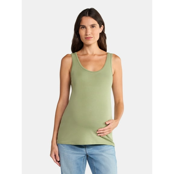 Time and Tru Women's Maternity Non Shirred Tank Top, Sizes S-XXL