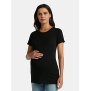 TIME AND TRU Women's Maternity Non Shirred Tee with Short Sleeves, Sizes S-XXL