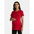 thumbnail image 1 of Time and Tru Women's Maternity Non Shirred Tee with Short Sleeves, Sizes S-XXL, 1 of 5