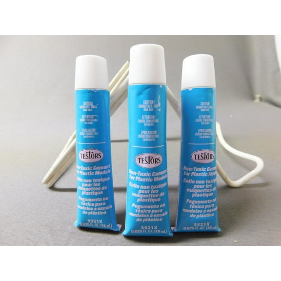 NON-TOXIC CEMENT for PLASTIC MODELS - Testors Tube Cement #3521 3-Pk ,#G14E6GE4R-GE 4-TEW6W201141