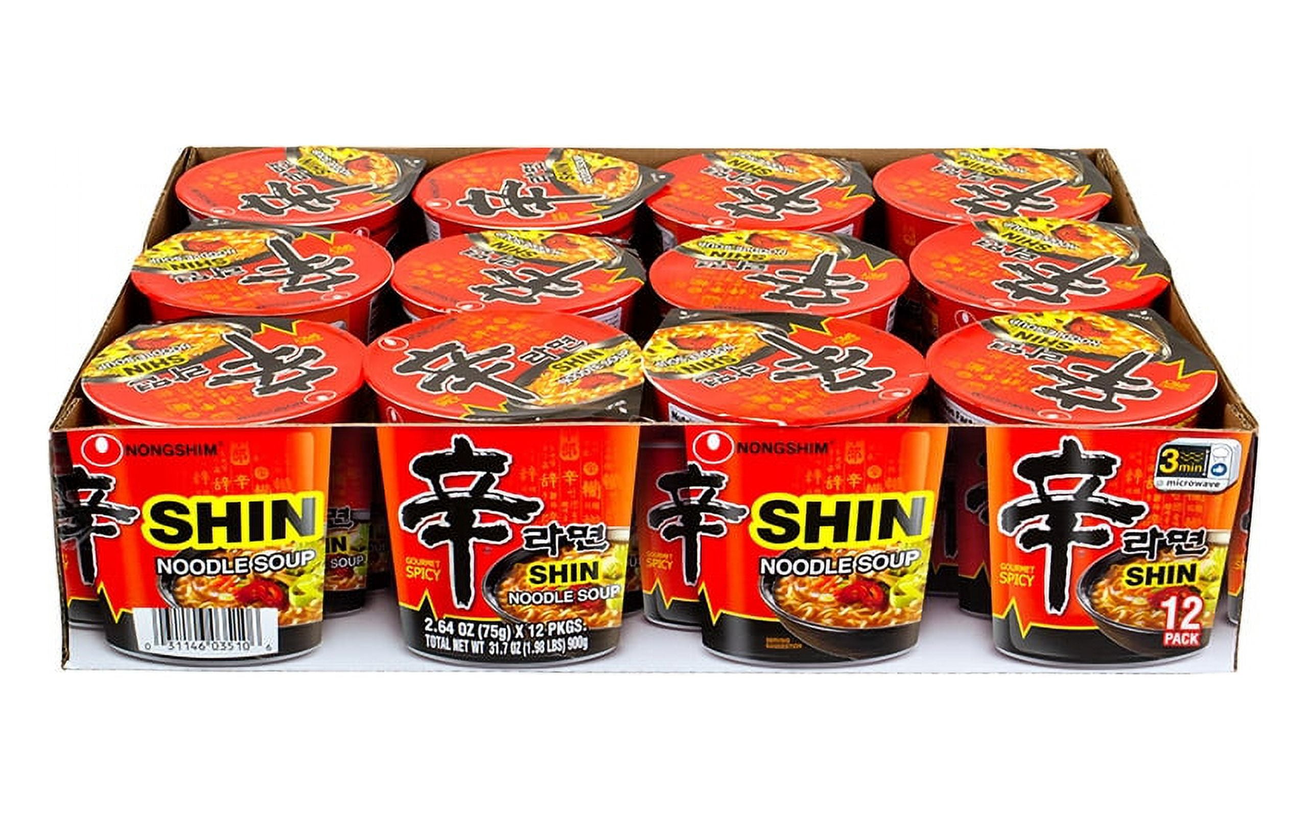 NONGSHIM Shin Noodle Soup, 2.64 oz, 12 Count