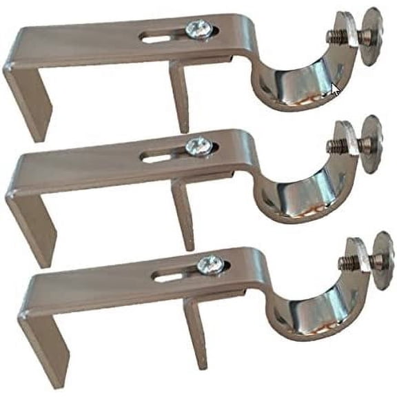 NONO Bracket No Drill Curtain Rod Bracket for Vertical Blinds, Outside Mounted Blinds Clip On Attachment Set of 3 (Satin Nickel), No Drilling Required, Renter Friendly, Fits Rectangular Headrails