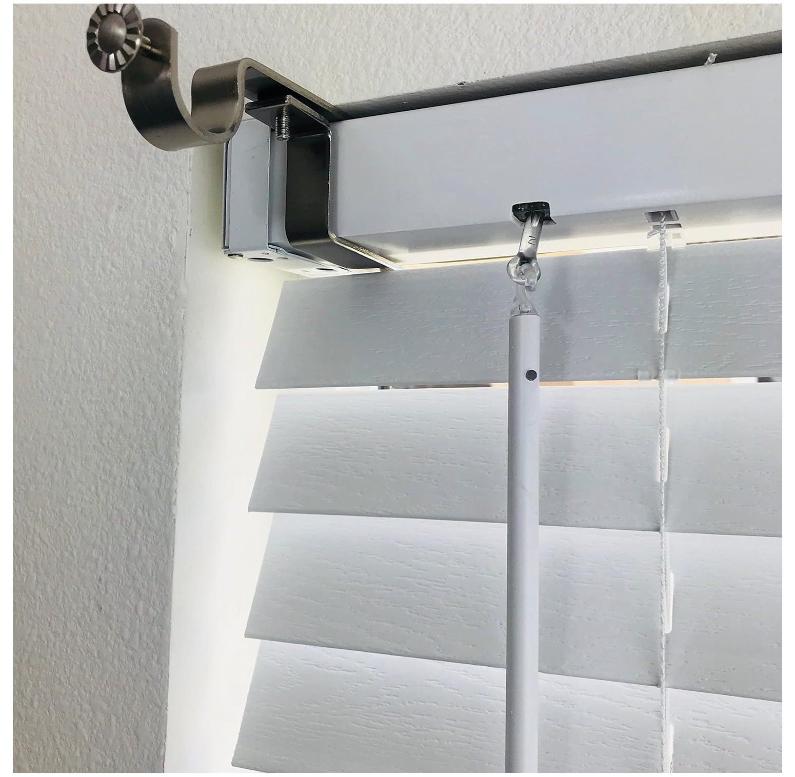 NONO Bracket XL Inside Mounted Faux Wood Blinds Curtain Rod Bracket Attachment (Brown