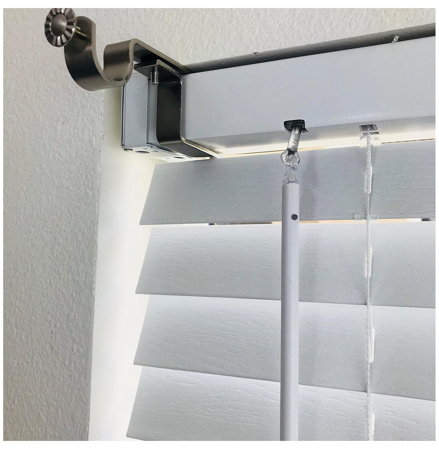 NONO Bracket XL Inside Mounted Faux Wood Blinds Curtain Rod Bracket