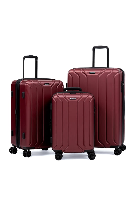 NEW YORK Luggage Expandable Spinner Wheels hard side shell Travel Suitcase Set 3 Piece Lightweight, TSA Lock, Double USB Port + 2 packing cubes (Burgundy, 3-Piece Set (20/24/28))