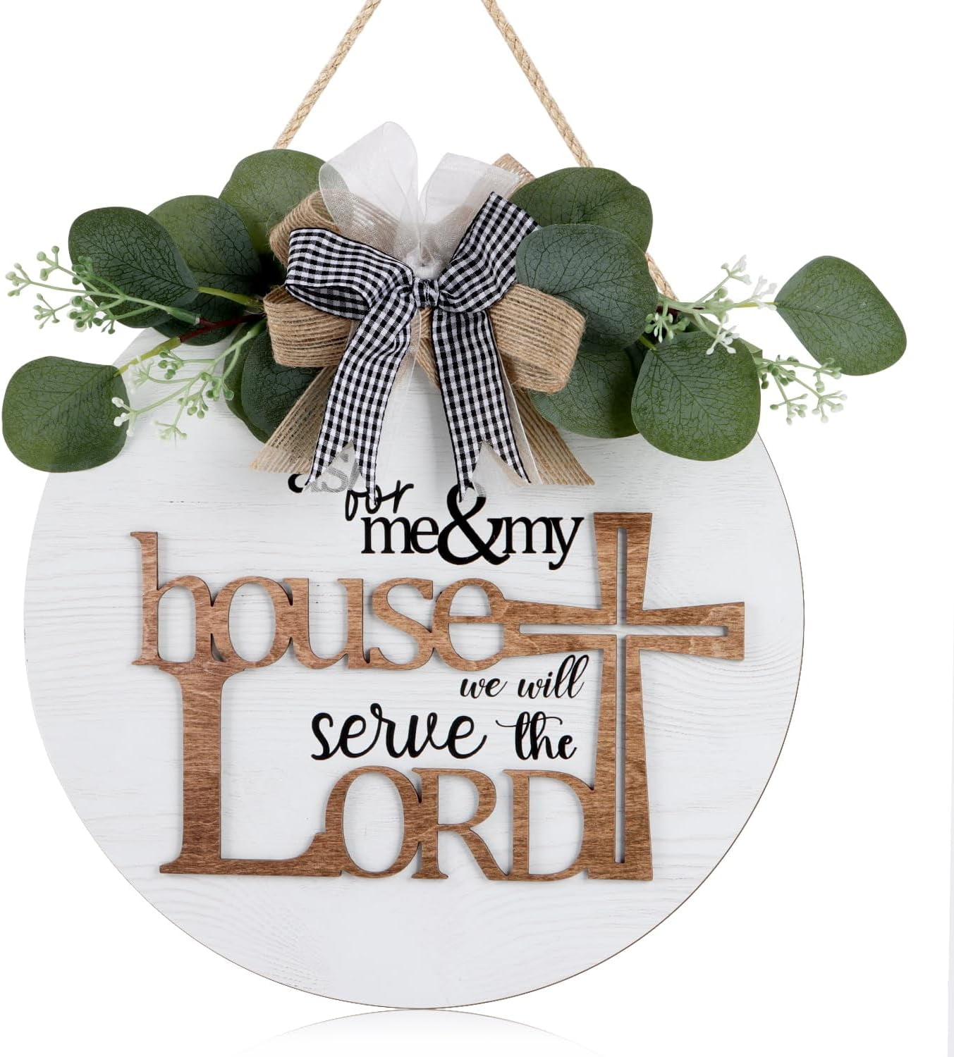 SRongmao As For Me And My House We Will Serve The Lord Porch Sign Bible Verse Sign Christian Wall Art 8x63inch Rustic Vertical Welcome Sign For Front Door Farmhouse Porch Decor 7 thumbnail image