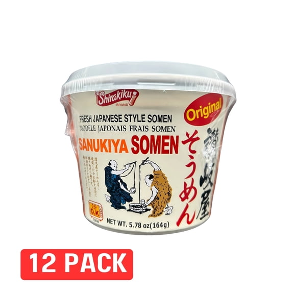 SHIRAKIKU Instant Sanukiya Somen Noodle Bowl Original Flavor, 5.78 oz, 12 pack