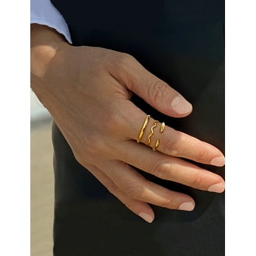 NOODLE WAVE 18K GOLD OVER STERLING SILVER STACKABLE RING